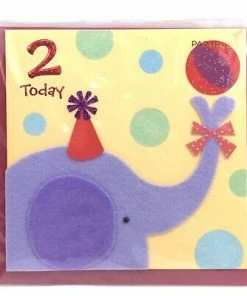 Hello Shop Monrovia Pouches Papyrus Elephant 2 Years Old Birthday Card