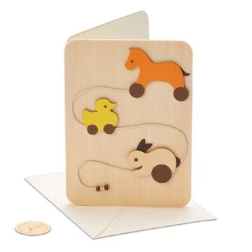 Sanrio Pouches Papyrus Wooden Pull Toy New Baby Card